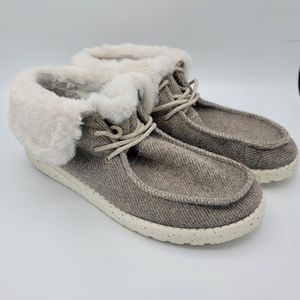 Hey Dude Britt Fur Lined Lace Up Booties Nut Women's Size 11